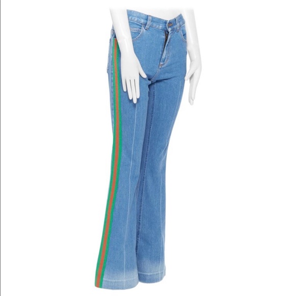 GUCCI blue denim red green web trim 90's flared - Picture 10 of 10